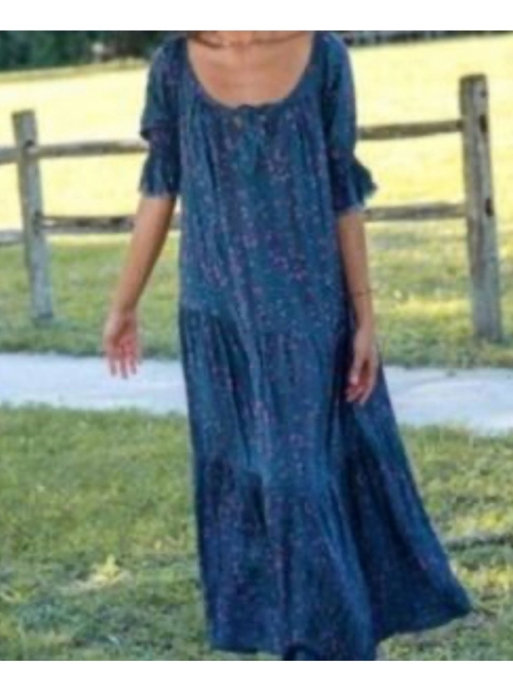 Natural Life Peasant Boho Floral Ruffle Maxi Dress Size Medium M - Picture 5 of 5